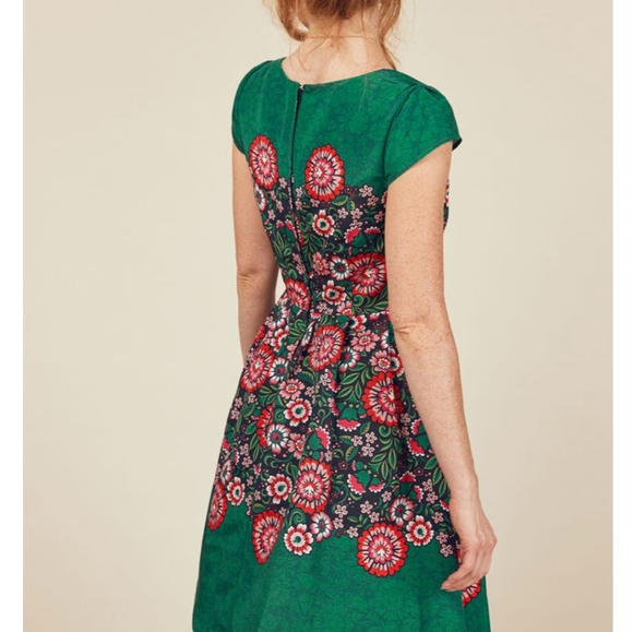 ModCloth floral cap sleeve midi lined dress Xs - Picture 2 of 9